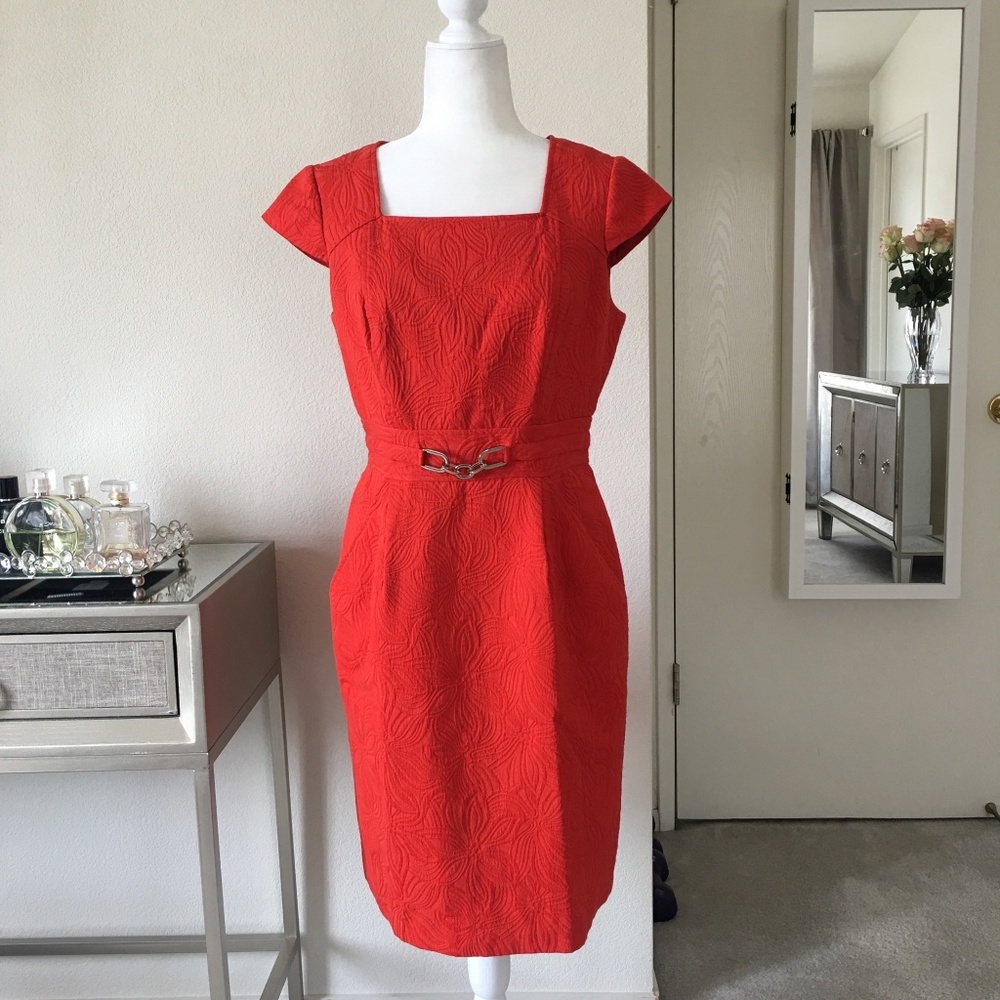 Adrianna Papell cap sleeve texture dress